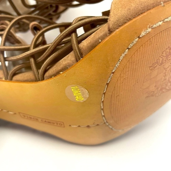 Vince Camuto Evel Sandal Caged Brown Buckle Open Toe Heels Women’s Size 10 - Picture 8 of 9